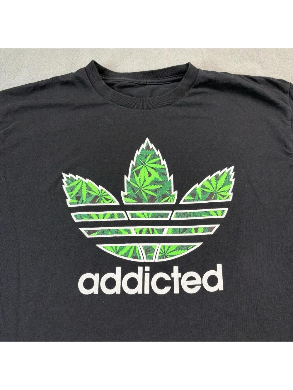 Addicted Marijuana Parody Humor Joke T Shirt Size Large Black